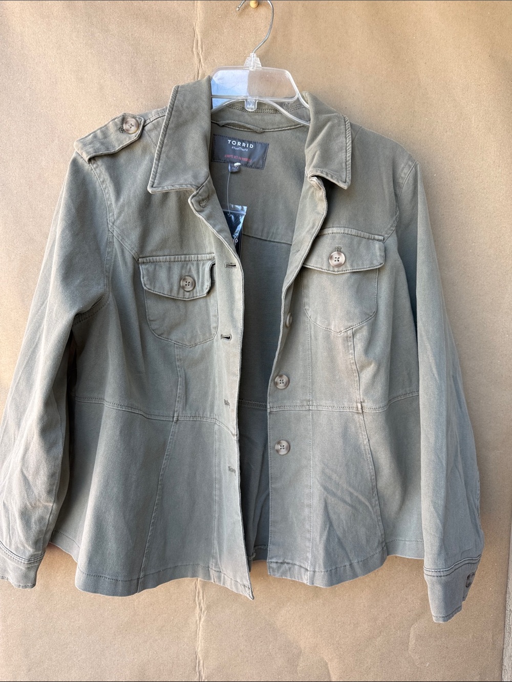 Torrid NWT Olive Green Military Utility Twill Jacket - Plus Size 1X / 14-16
